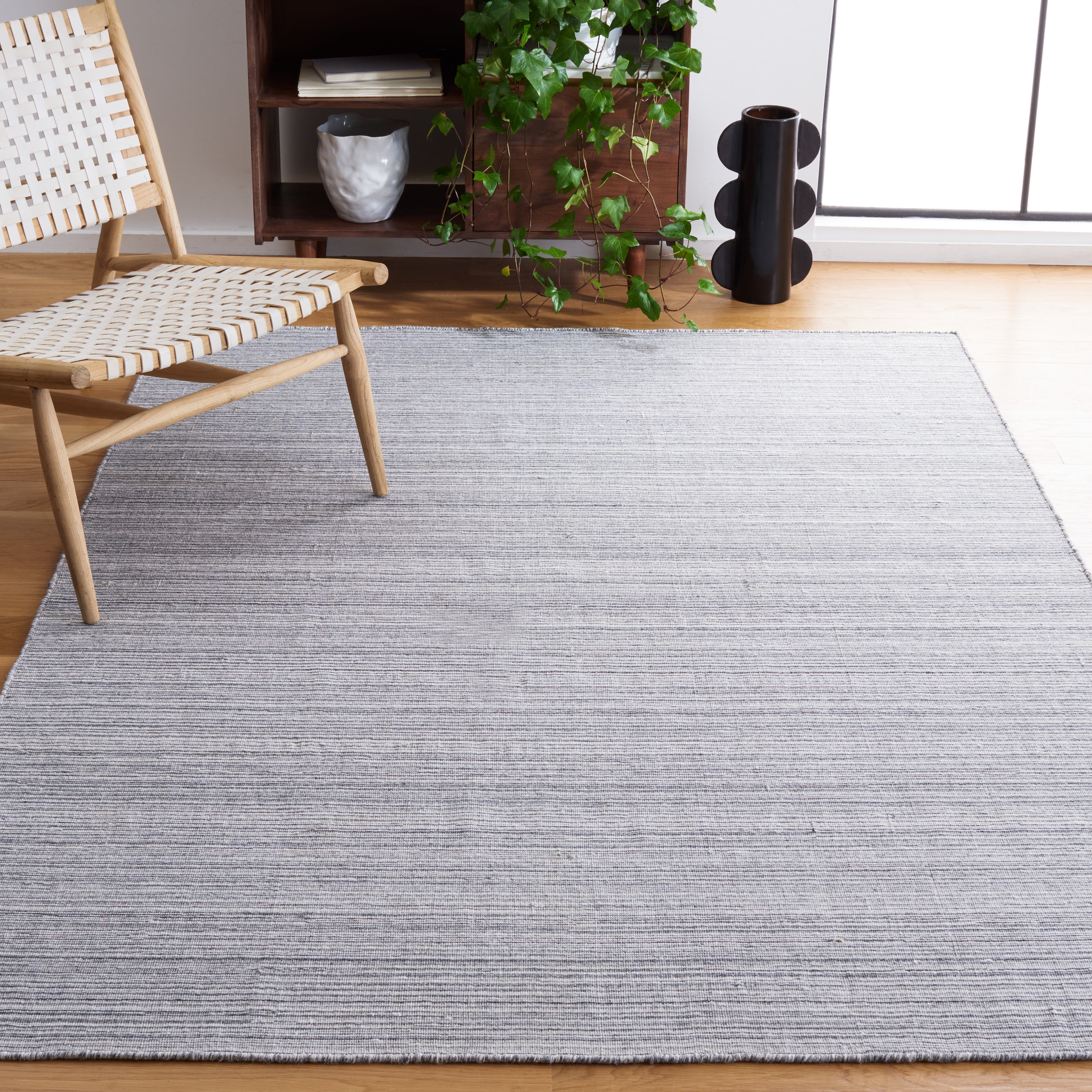 SAFAVIEH Kilim Cemal Striped Polyester Area Rug, Dark Grey, 8' x 10'