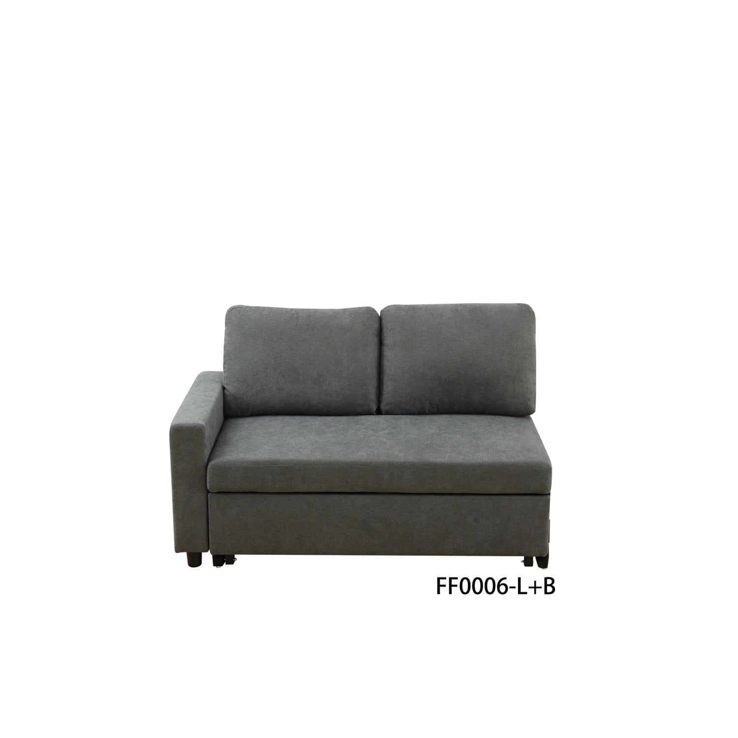 Hommoo Flannelette Reversible L-Shaped Sleeper Sofa Bed, Modern Sectional Couch Sofa Bed with Storage, Pull-Out Couch Sofa for Living Room, Bedroom and Office, Dark Grey