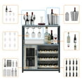 thumbnail image 6 of Huisuilinss Farmhouse Coffee Bar Cabinet,Small Liquor Cabinet,Wine Bar With Sliding Barn Door & Wine and Glass Rack, Kitchen Buffet Cabinet With Storage Shelves for Dining Room, 6 of 9