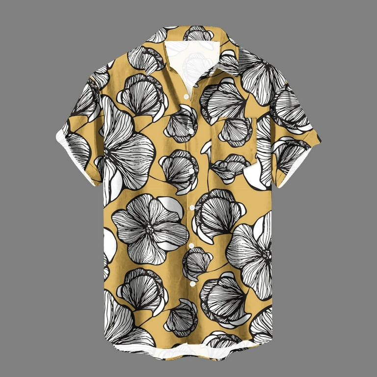 Amtdh Men's Graphic Shirts Clearance Floral Print Lightweight Casual  Blouses Guys Cool Clothes Spring Summer 2024 Short Sleeve Lapel Soft  Fitting