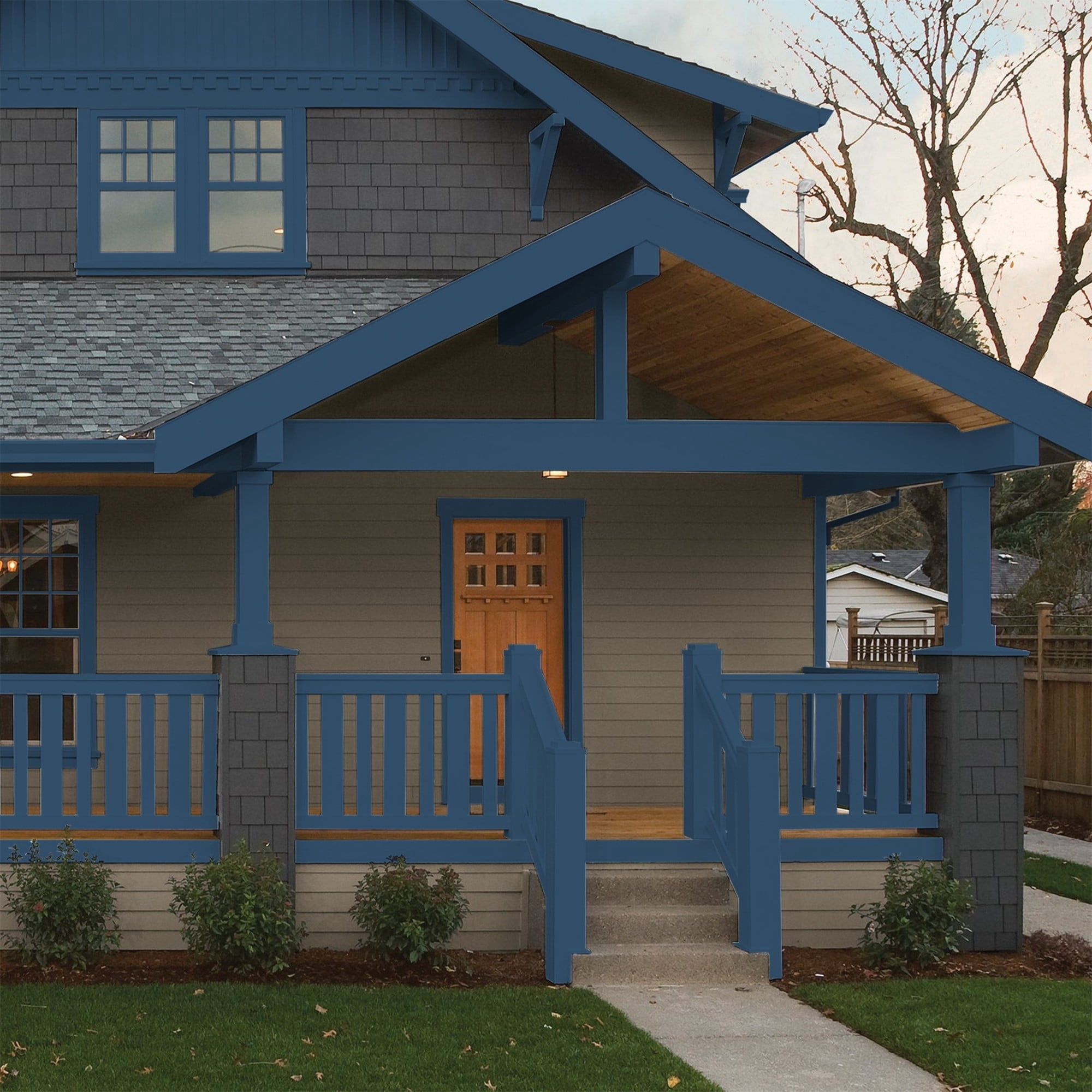 Glidden One Coat Blueberry Pie / Blue Semi-Gloss Exterior Paint with Primer, 1 Gallon