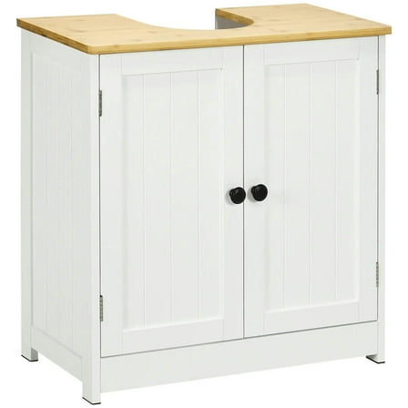 Topcobe Bathroom Vanities Under Sink Storage Cabinet Cupboard with 2 Doors 23.5"x11.75"x24" Indoor Modern Furniture for Bathroom, White
