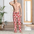 thumbnail image 5 of Uemuo Strawberries Pattern Men's Wide Leg Palazzo Lounge Pants with Pockets Light Weight Loose Comfy Casual Pajama Pants-, 5 of 9
