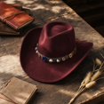 thumbnail image 6 of Qwertyu Cowboy Hat for Men Women Western Cowgirl Hat with Boho Belt Unisex Wide Brim Fedora Hat Coffee, 6 of 6