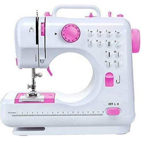 Mini Sewing Machine for Beginner, Portable Sewing Machine, 12 Built-in Stitches Small Sewing Machine Double Threads and Two Speed Multi-function Mending Machine with Foot Pedal for Kids, Women (Pink)