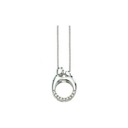 Jewelryweb Sterling Silver Mother and Child 1/8ct PendantWith Chain 20.25x13.25mm