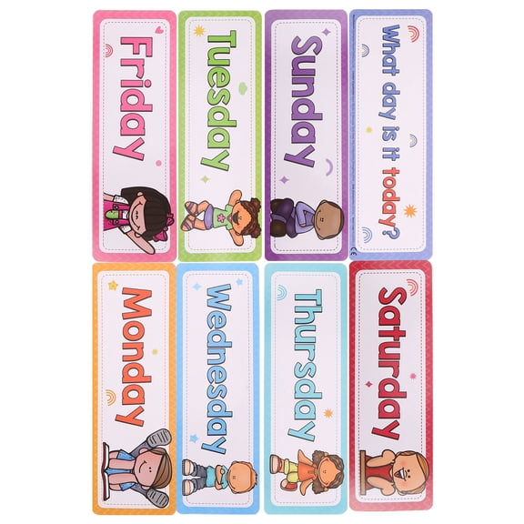 TABLZONE 8Pcs Portable Days of The Week Teaching Cards for English Word Recognition