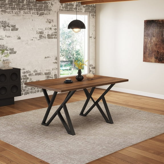 Newboti Furniture Indoor Dining Table With Metal Legs,Walnut 51134