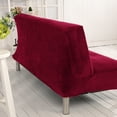 thumbnail image 2 of CJC Armless Plush Sofa Bed Cover - Stretch Velvet Sofa Bed Slipcover - Thicker Folding Futon Sofa Cover Protector, Dark Red, 2 of 9