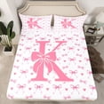 thumbnail image 2 of Homewish Bowknot Letter Monogrammed K 3pcs Twin Sheet Sets for Teens Female Girls,Dreamy Princess Twin Fitted Sheet,Love Heart Print Breathable Flat Sheet,Ultra Soft Home Decor, 2 of 6