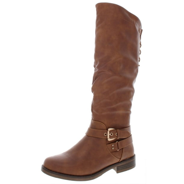 XOXO XOXO Womens Montclair Faux Leather Lace Up Riding Boots