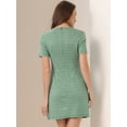 thumbnail image 3 of DARING DIVA Round Neck Short Sleeve Pencil Sheath Dress L Green, 3 of 6