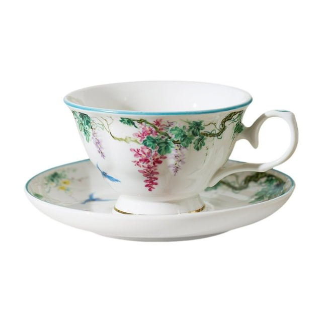 Taza de café, tazas para latte, diseño floral, fácil de limpiar, regalo de cumpleaños, adorno, taza y platillo de latte, tazas de té para el