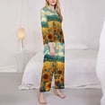 thumbnail image 3 of Fotbe Field Style Bicycle Young Sunflower Pattern Long Sleeve Pajama Set for Women,Sleepwear Set,2-piece Loungewear Set,Soft PJs Comfy Nightwear with Pockets -X-Large, 3 of 7
