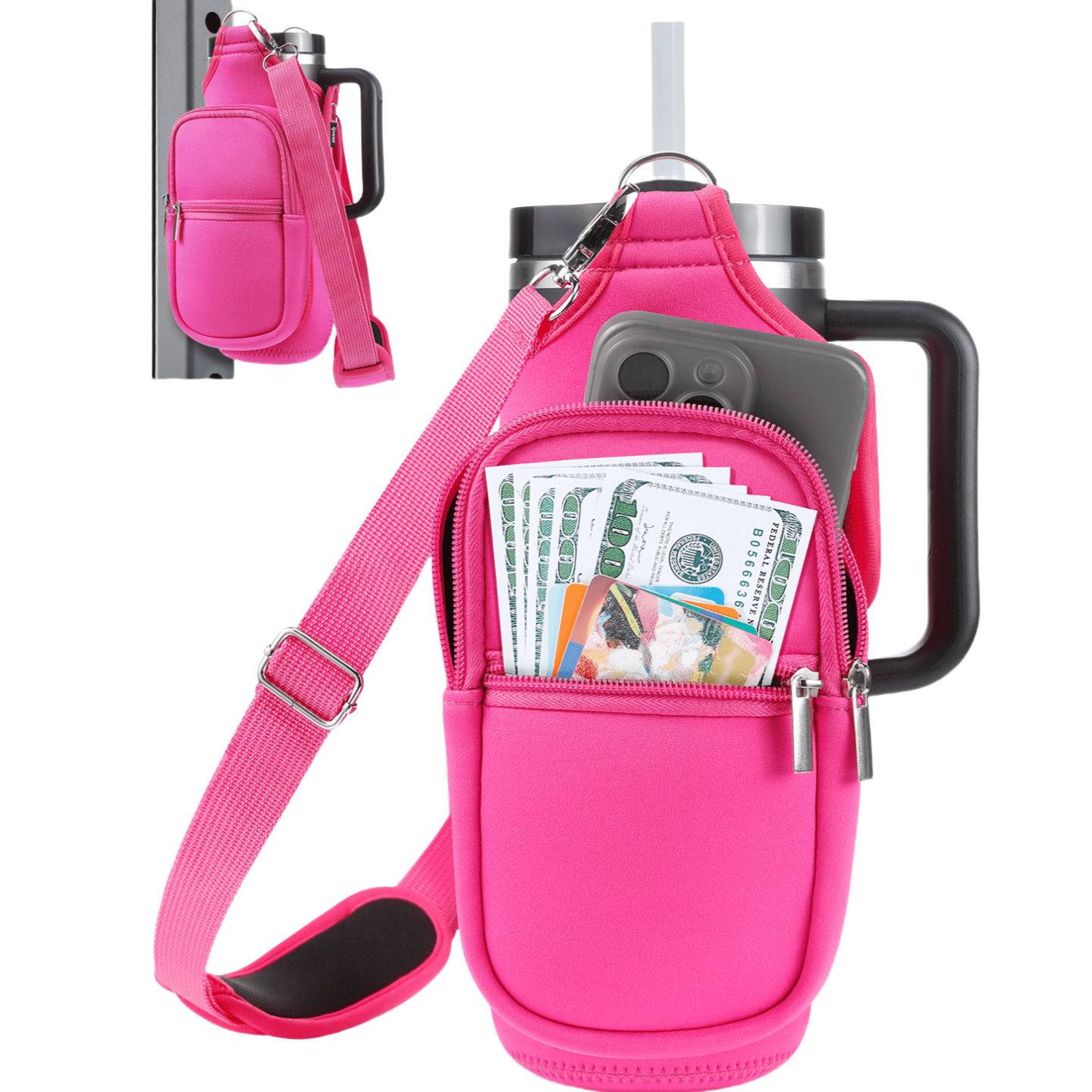 CHM Magnetic Gym Bag - Sling Bag That Attaches To Equipment, Water Bottle Holder, Keep Gear Off Dirty Floor