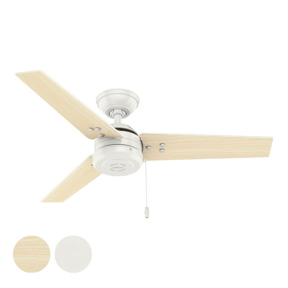 Restored Hunter Fan 44 inch Contemporary Fresh White Outdoor Ceiling Fan with Pull Chain (Refurbished)