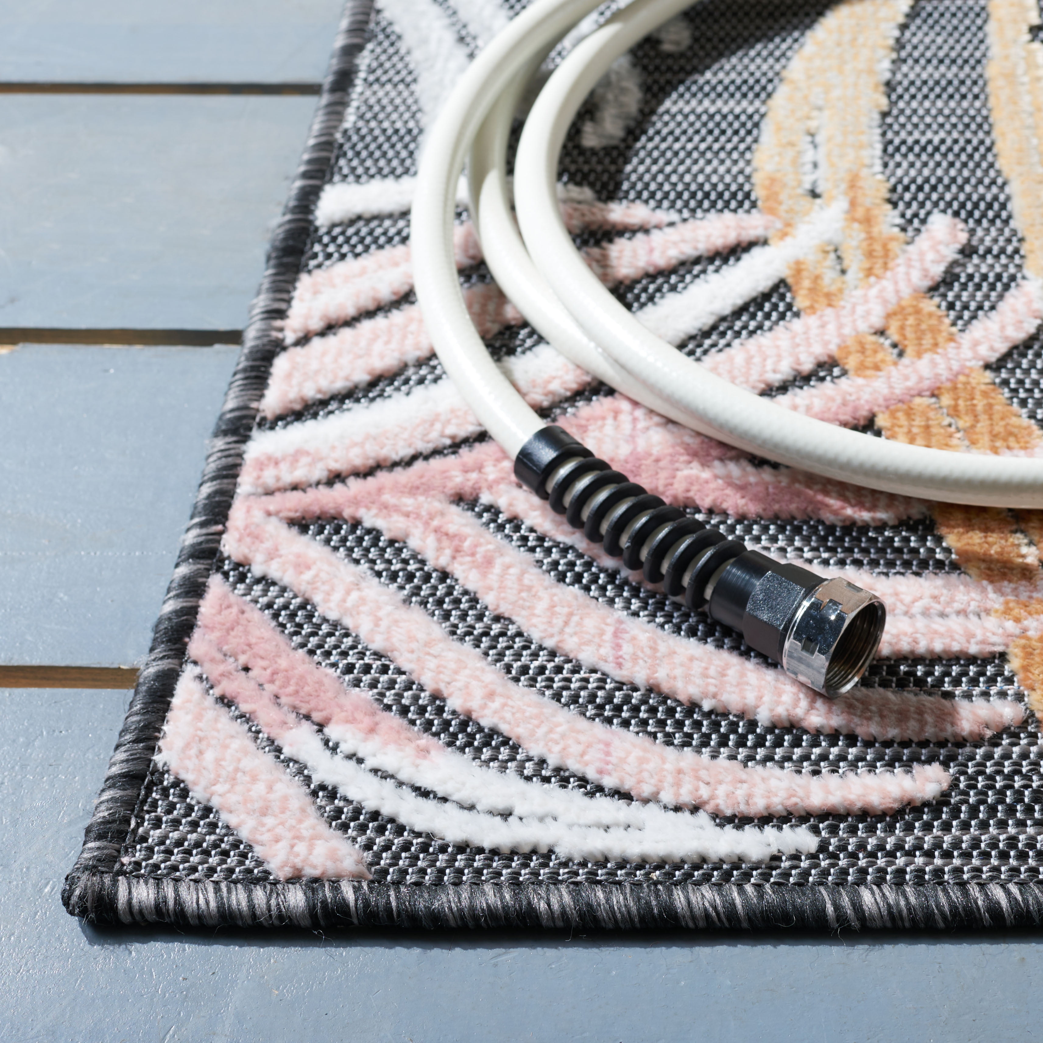 SAFAVIEH Cabana Oakley Indoor/Outdoor Area Rug, Black/Rust, 8' x 10'