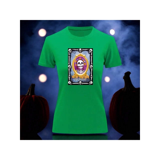Playera Blusa Con Impresion De El Retrato De Loteria Dia De Muertos Tradicion Mexicana Color Verde Talla Grande Marca Emil SaEs