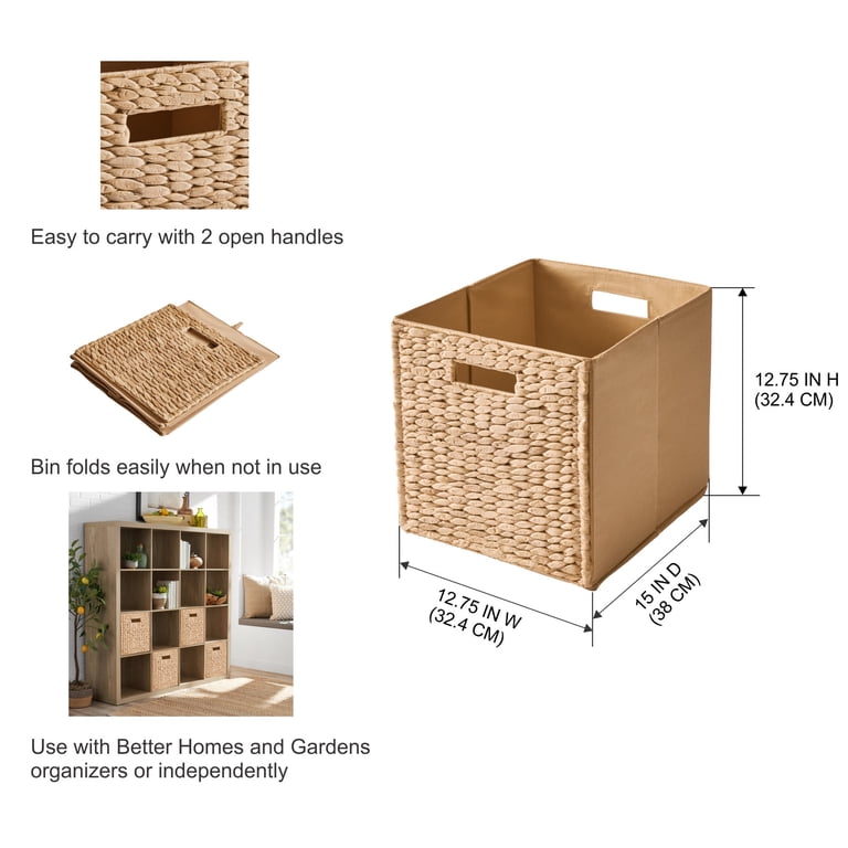 Better Homes & Gardens Fabric Cube Storage Bins, Natural, 2 Pack