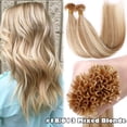 thumbnail image 4 of Benehair U Tip Hair Extensions 0.5g/s U-tip Nail Keratin 100% Real Russian Remy Human Hair Pre Bonded Fusion Glue Stick Tipped 100 Strands Highlight Hair Extensions Straight, 4 of 13