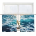 thumbnail image 2 of Blue Teal Coastal Semi Sheer Window Curtains 45 Inches Long, Sea Nautical Ocean Summer Beach Rod Pocket Voile Silky Chiffon Curtain Light Filtering Drapes for Living Room, Kitchen, 52"x45", 2 Panels, 2 of 9