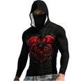thumbnail image 2 of lcziwo Men's Long Sleeve Hoodie Sun Protection Print Big and Tall Shirt Summer Beach Holiday Hawaii Tops with Mask Wine L, 2 of 5