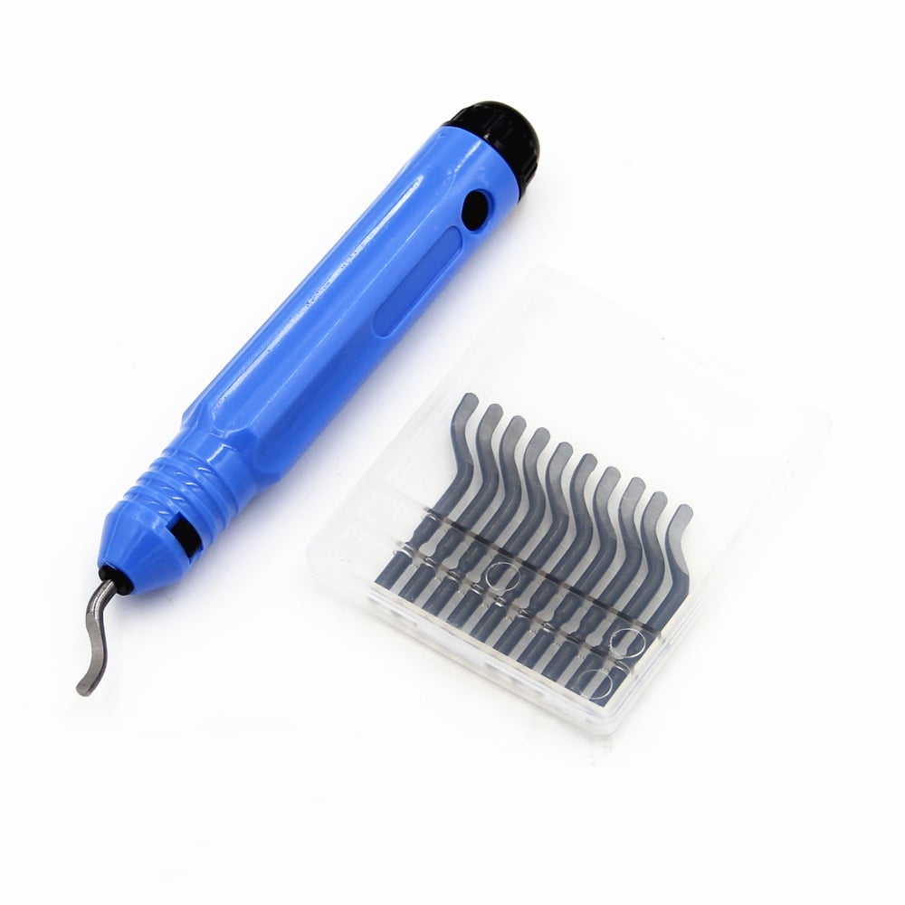 Portable Deburring Tool 10pcs Blades Head Cutting Kit Easily Use Burr Handle 
