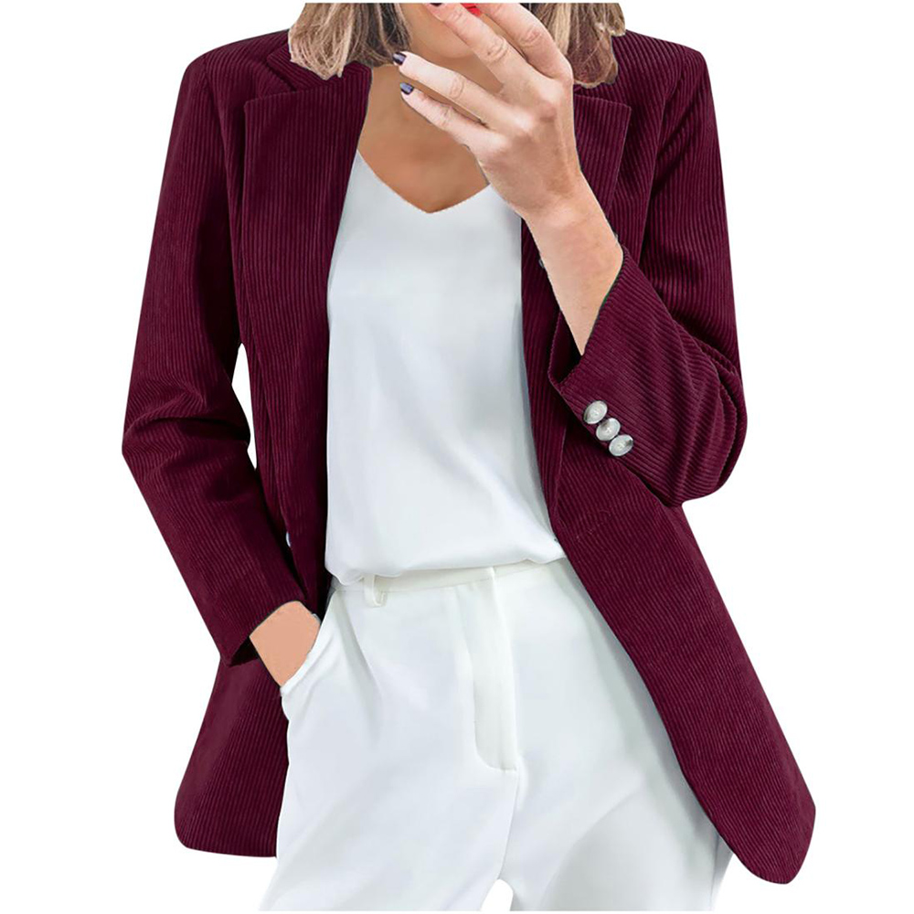 PANOEGSN Womens Casual Long Sleeve Blazer Jackets Corduroy Open Front