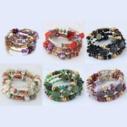 JINLUO 3-6Sets Bohemian Bracelets Stackable Stretch Bracelets Beaded Bracelets for Women, Adjustable Handmade Multilayer Colorful Stone Beads Acrylic Beaded Boho Bracelets Sets