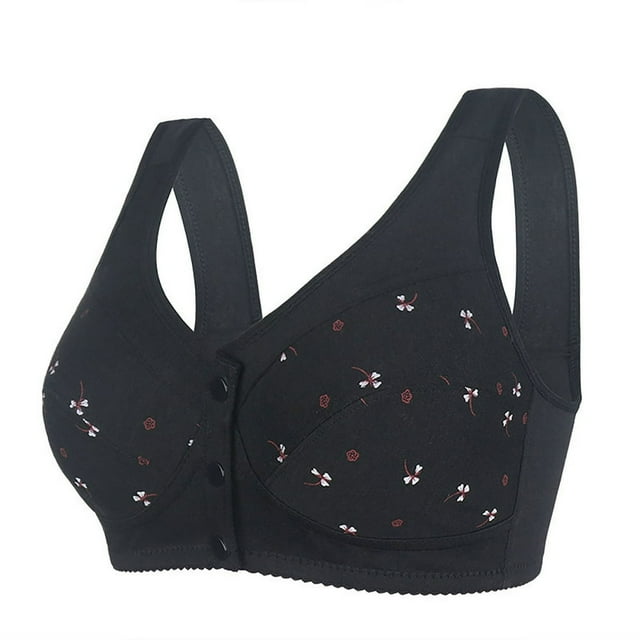 Women‘s Soft Cotton Front Closure Bralette Floral Print Wire Vest Style Plus Size