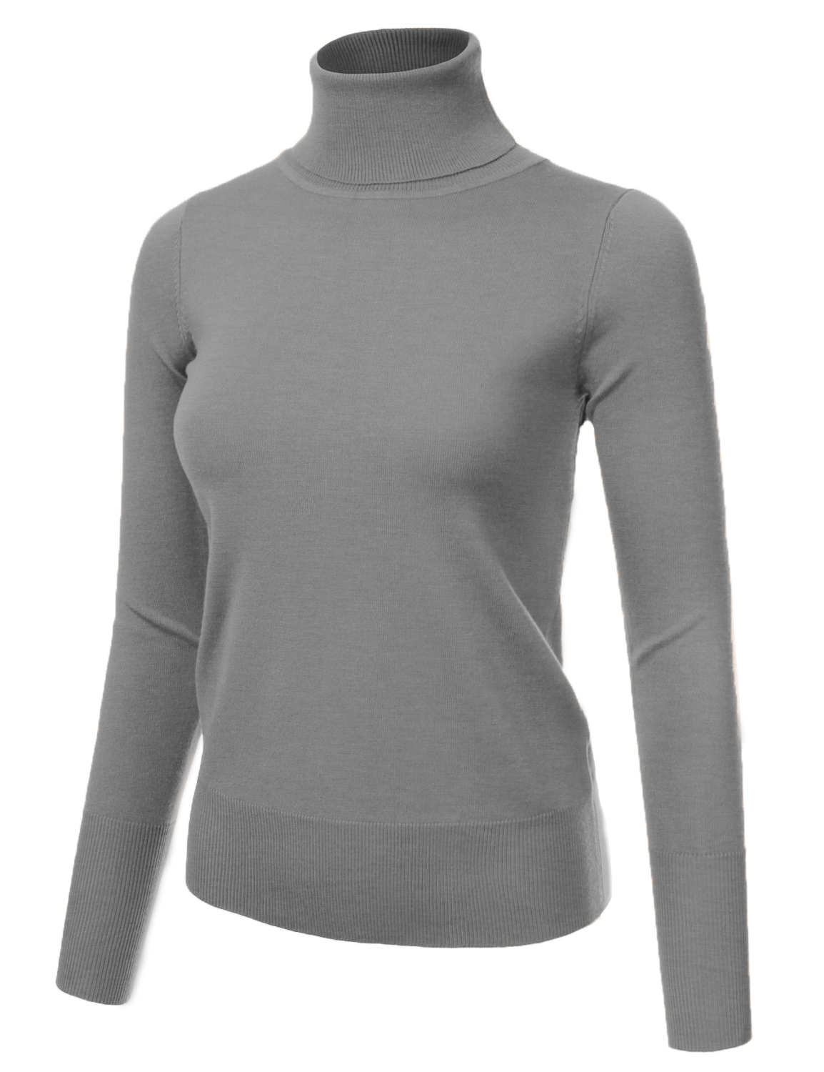 JJ Perfection Women's Stretch Knit Turtle Neck Long Sleeve Pullover ...