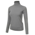 JJ Perfection Women's Stretch Knit Turtle Neck Long Sleeve Pullover