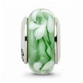thumbnail image 2 of FB Jewels Sterling Silver Reflections Green/White Hand-blown Glass Bead, 2 of 3