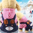 thumbnail image 4 of Dog Four Legs Transformed Sweater Warm Pet Thick Clothing, Embroidered Bear Pattern Striped Design, Four-Legged Integrated Outfit With Pocket For Cozy Comfort, 4 of 5