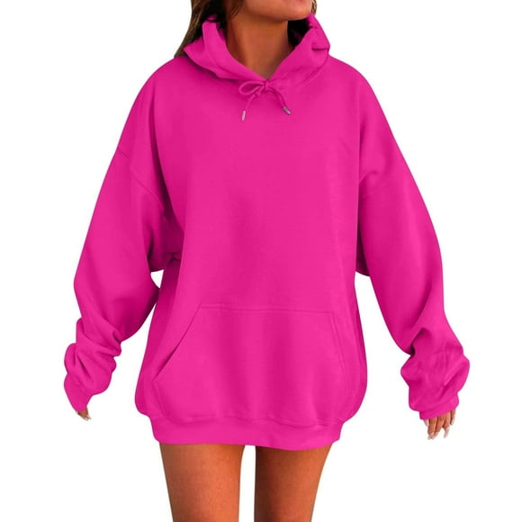 Baberdicy Hot Pink Womens Oversized Hoodies Winter Cotton Sweatshirts Pullover 2024 Fashion Tops Trendy Outfits, M