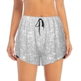 thumbnail image 2 of Rateoe Silver Glitter Printed 2 in 1 Women's Workout Shorts for Athletic Gym Running Shorts with Phone Pockets-Small, 2 of 7