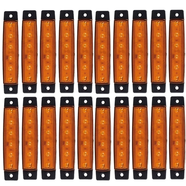 KYYET Luces LED de posición laterales ámbar (paquete de 20) 6 LED 2835 SMD Lámparas de liquidación para camión, remolque, RV, autocaravana, camioneta, tractor, camión, SUV, barco, 12 V CC, a prueba de