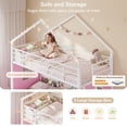 thumbnail image 6 of Triple Bunk Bed with Globe String Lights and Bookshelf for 3 Teens/Adults, Twin over Twin over Twin Metal Triple Bunk Bed Frame with Storage Bins & Safety Guardrails & Ladder, 3 Beds Bunk Beds, White, 6 of 10