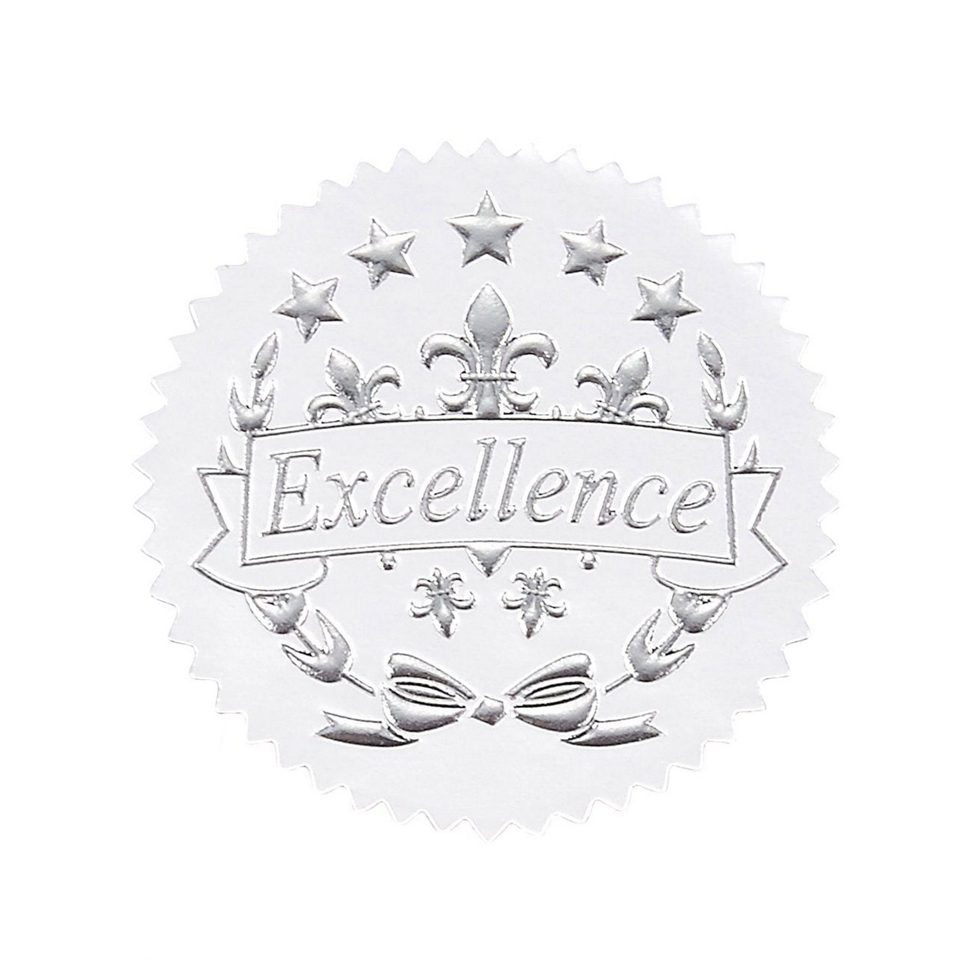96 Award Stickers Silver Certificate Seals, Excellence Star Stickers for Award Certificates