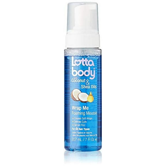 Coconut Oil and Shea Wrap Me Foaming Mousse by Lotta Body, Creates Soft Wraps, Defines Curls, Anti Frizz, 7 Fl Oz