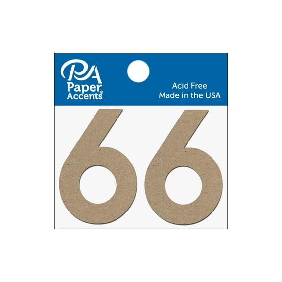 Chipboard Number 2" 6 2pc Natural