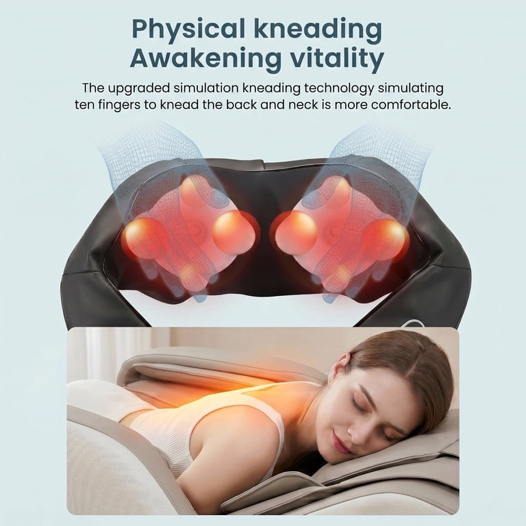 Naipo Shiatsu Neck and Back Massager, Heated Deep Kneading Massage