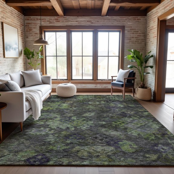 Addison Rugs Mayfield Premium Machine Washable Traditional Global Green Rectangle Rug, 9' x 12'