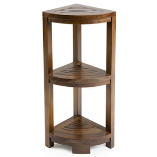 32 SnazzyCorner Tall Teak Shower Shelf - EcoDecors