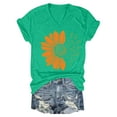 thumbnail image 4 of Sunflower Graphic Plus Size Women's T-Shirt Summer Oversized Casual V-Neck Top for Girls, Yoga Outdoor Travel, Lightweight Breathable Tee, Green Women Summer T Shirt Plus Size Loose Top Top Girls, 4 of 4