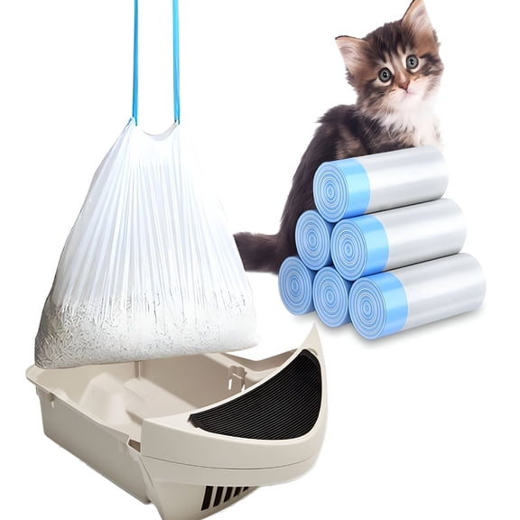 ACDANC 2026 New 120 Pack Cat Litter Bags with Drawstring, Compatible with Litter-Robot 3/4 Heavy Duty Cat Litter Box Liners Waste Bags Replacement