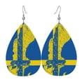 thumbnail image 6 of Sweden Map Flag Leather Teardrop Earring Lightweight Drop Earrings For Women, 6 of 6