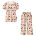 thumbnail image 5 of DISNIMO Peach Printed Women's Pajama Sets Soft Loungewear Summer Ladies Pjs Sets Short Sleeve Tops and Capri Pant Sleepwear with Pockets, XL, 5 of 7