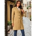 thumbnail image 4 of DARING DIVA Women's Single Breasted Peacoat Winter Notched Lapel Overcoat Khaki S, 4 of 7