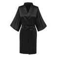thumbnail image 2 of Sakmal Satin Women Robes Kimono Knee Length Bathrobe for Women Cozy Black Women's Robe L, 2 of 5